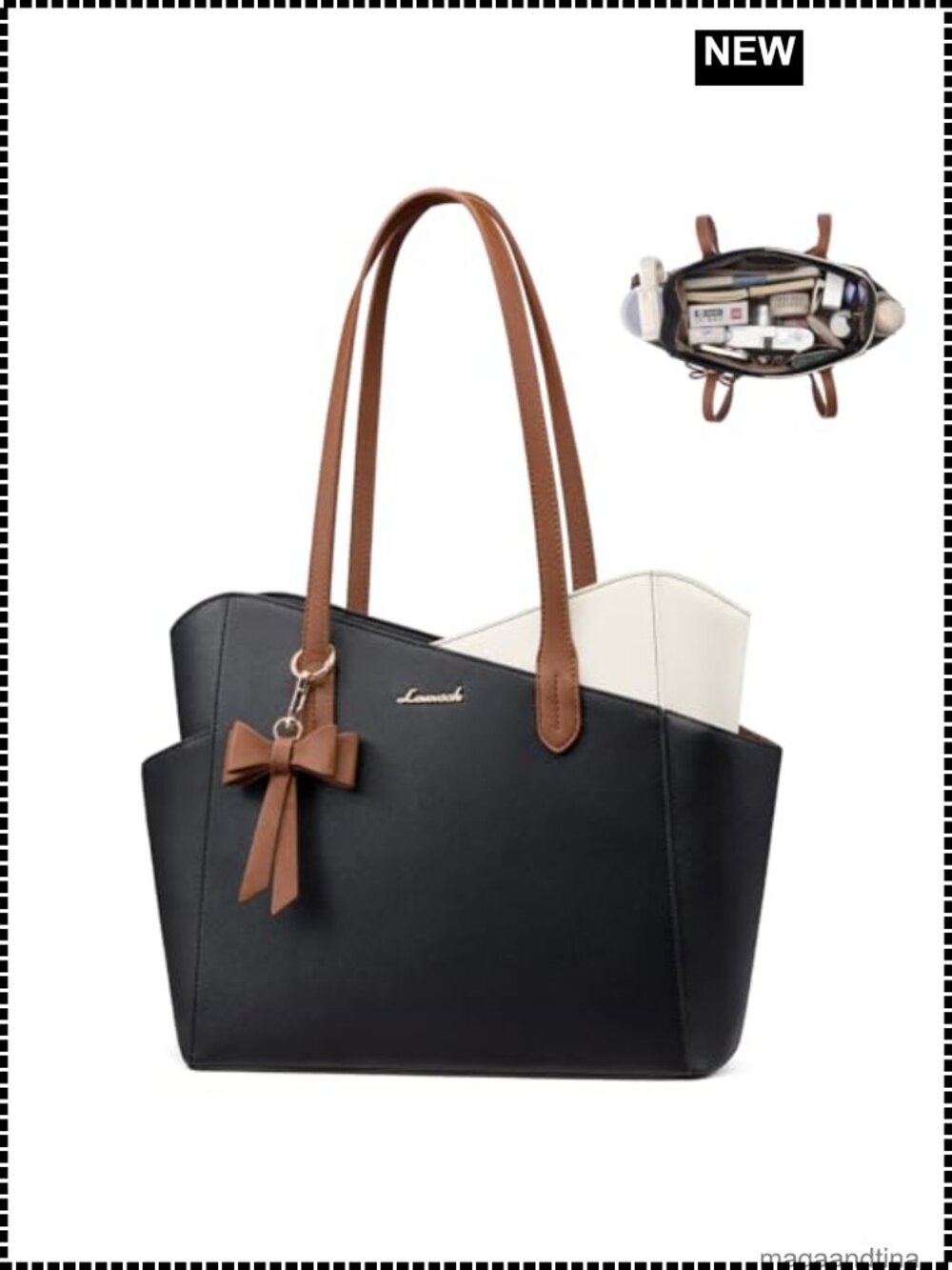 LOVEVOOK Small PU Leather Tote Purse Structured Satchel Handbag for Women